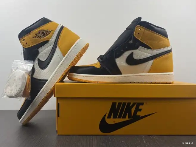 Cheap TBK Yellow Air OG 1 High 555088-711 Toe Jordan 0602